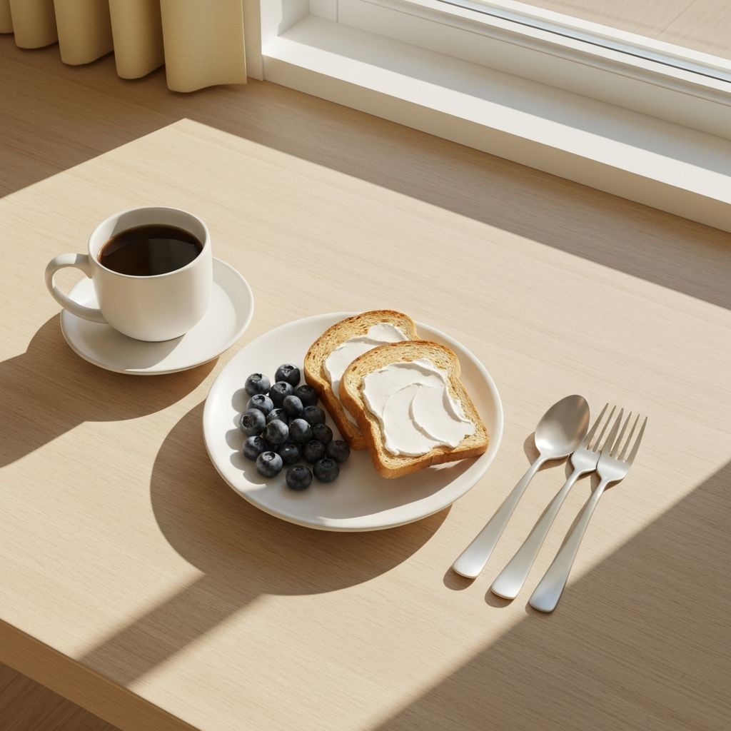 Dukat frukostbord med morgonljus