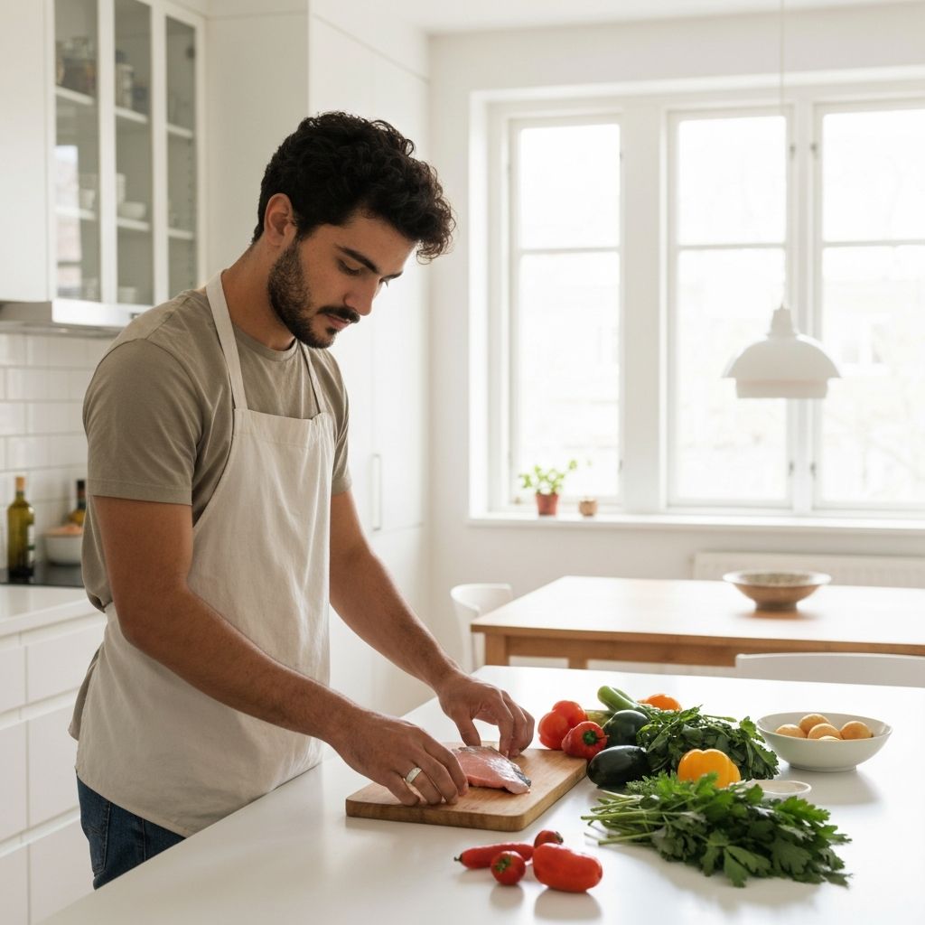 Person som planerar måltid i köket